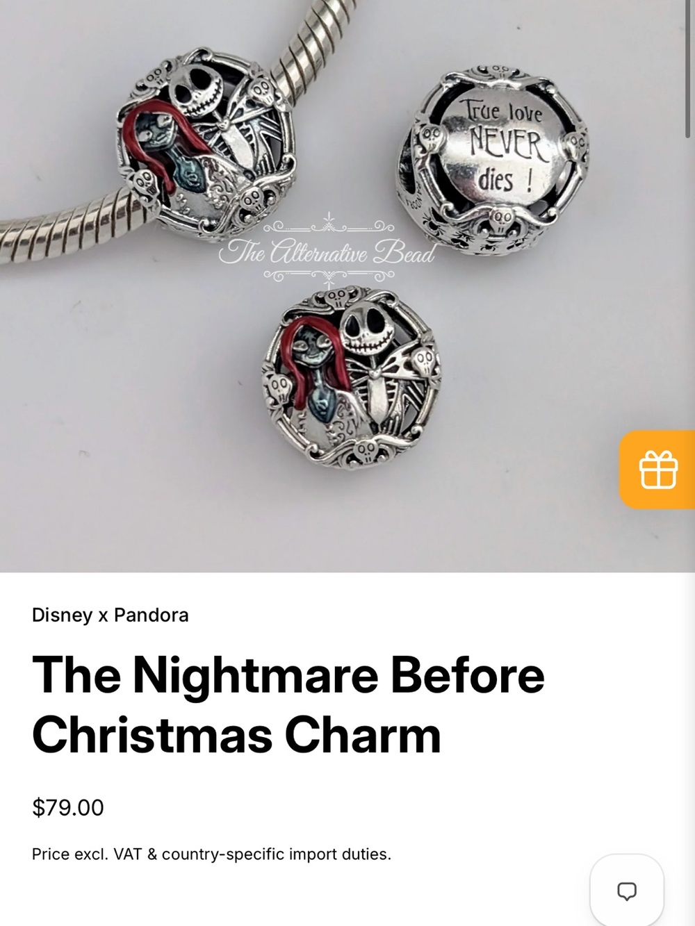 ๐ Disney True Love Never Dies Pandora Sterling The Nightmare Before Christmas - Picture 2 of 6